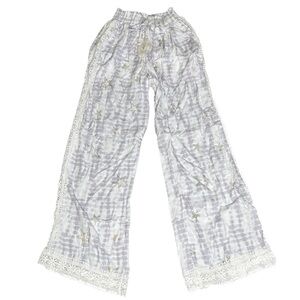 Surf Gypsy Wide-Leg Pants with Stars And Lace Trim Size Medium